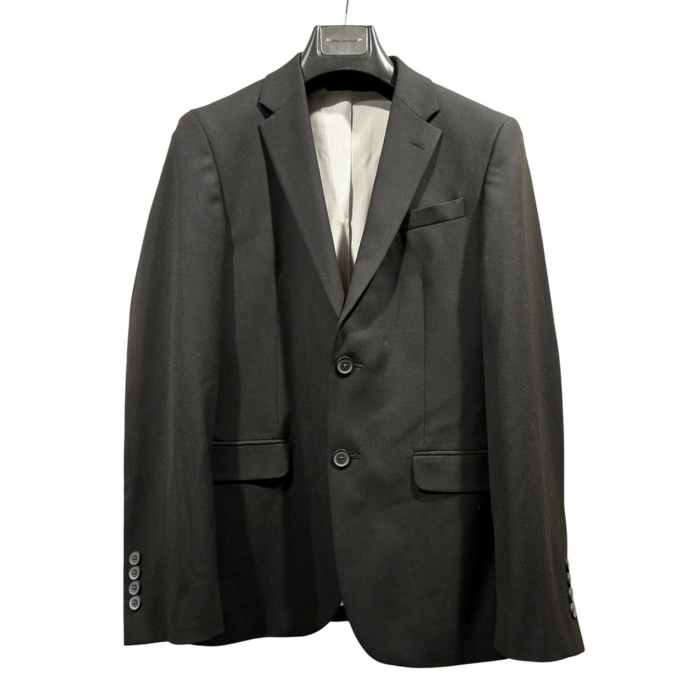 Egara Mens Skinny Fit Stretch Blazer‎ Jacket Black 36 Short Two Button Prom